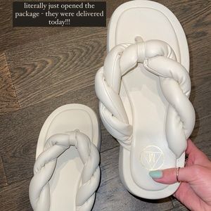 missguided cream twisted flatform thong sandal